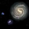 La Galaxia de la Vía Láctea con nubes de Magallanes, grandes y pequeños